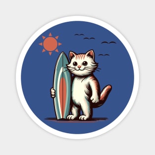 Cat with surfboard Magnet